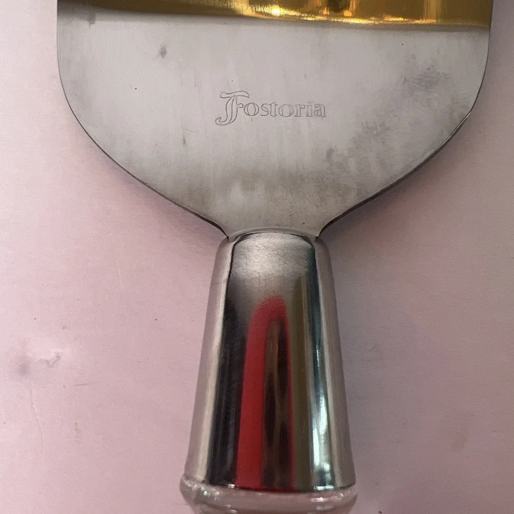 Vintage Fostoria No 50052 Lead Crystal Stainless Steel Cake Server Made in USA